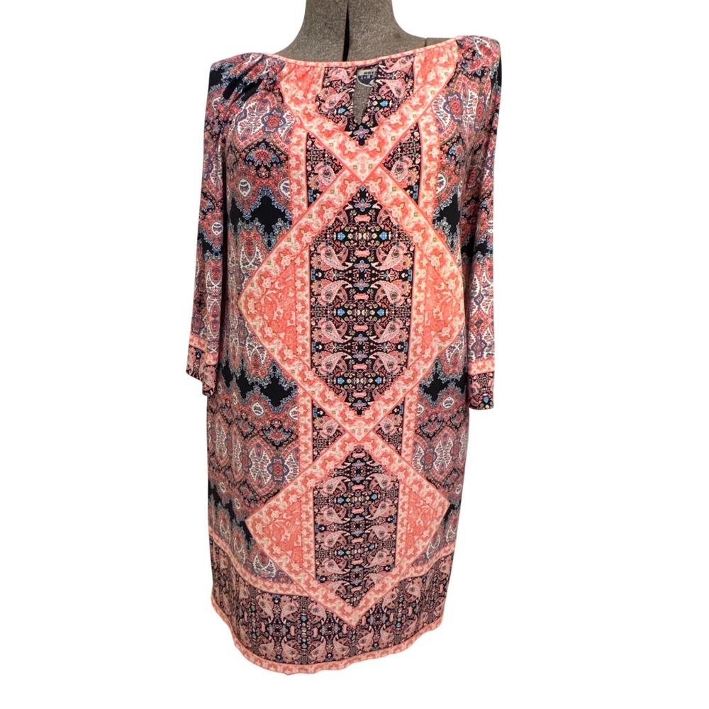Liz Claiborne Colorful Geometric Printed Shift Dress‎ Size 10 Paisley Preppy
